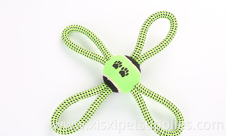 ready to ship flower shape rope pet toy with tennis ball new pattern